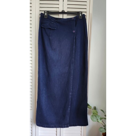 Vintage Sostanza Denim Maxi Wrap Skirt Women's 100% Cotton size Medium. - Picture 1 of 9